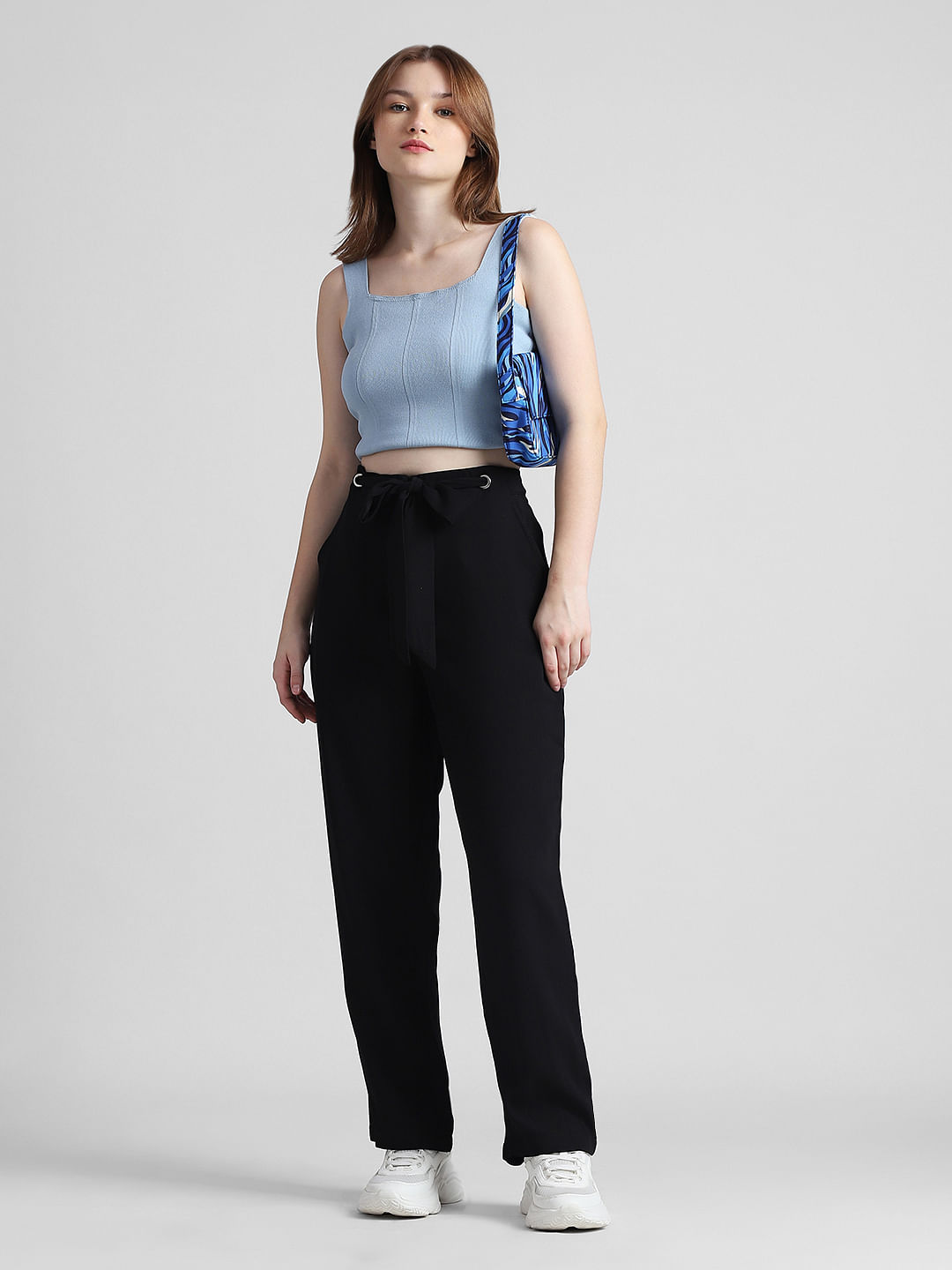 Women Striped Mid-Rise Parallel Trousers